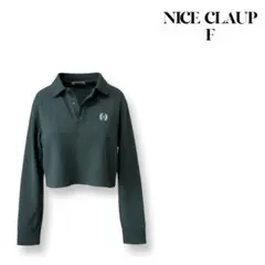 NICE CLAUP ショート丈 ポロトップス F グリーン 長袖 カットソー