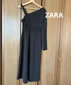 ZARA ザラ　ワンショルダー　アシンメトリーワンピース　ドレス　M 黒