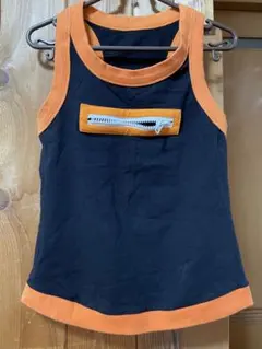 ジッパーデザイン ストレッチタンクトップ ブラックオレンジ ダンスZUMBA