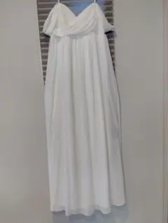 ホワイト シフォン シンプルデザインドレス ロング丈のサムネイル