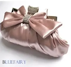 サテンリボンクラッチバッグ　パーティーバッグ　Aラインドレス フォーマルバッグ