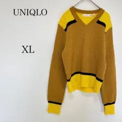 ユニクロ×マルニ　Vネックニットセーター【XL】キャメル×イエロー　コラボ