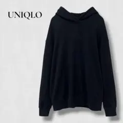 ..UNIQLO パーカー トレーナー　プルオーバー 黒　ブラック　フード付き