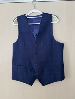 ネイビー チェック柄 ベスト