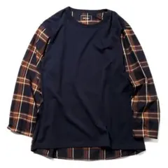 SOPHNET ソフネット チェック 切替 長袖 カットソー ロンT Mのサムネイル