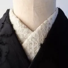 洗える 半衿 半襟 ツイード風 チェック フォーマル 刺繍 ホワイトゴールド