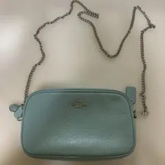 コーチ COACH ショルダーバック ポシェット 水色　ターコイズブルー