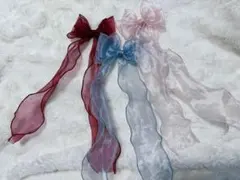 シフォンリボンヘアアクセサリー3色セット