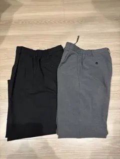 UNIQLO タックワイドパンツ　ブラック　グレーMサイズ　2本セット