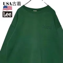 00sUSA古着 Lee スウェット グリーン緑 L 刺繍ロゴ トレーナー