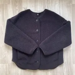 ユニクロ ボアフリースリラックスカーディガン （S） 【ブラック】