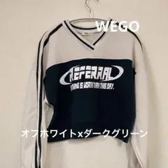 WEGO Vネック スウェット ショート丈 ロゴ入り