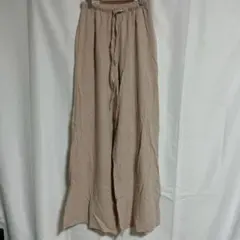 ワイドパンツ イージーパンツ ウエストゴム ベージュ M〜L相当 ゆったり