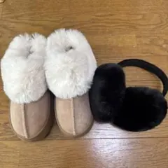 GRL 厚底ムートンスリッポン　ファーイヤーマフラー