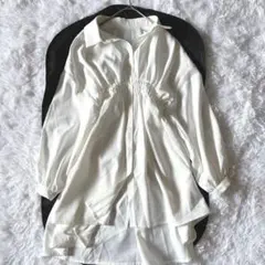 【グレイル】シャツ　ブラウス　長袖　ギャザー　ホワイト　サイズS