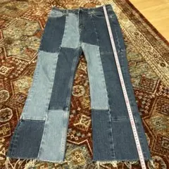 パッチワークデザイン デニムパンツ