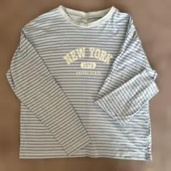 長袖カットソー　水色・青のボーダー　150