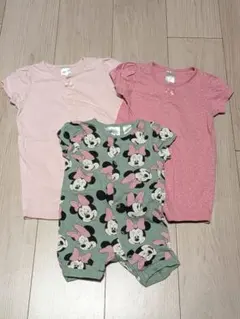 Ｈ&M 半袖ロンパース 3枚セット 2-4M 60サイズ ミニーマウス