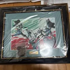 黒漆三枚屏風 1993年 盛上山水 箱入り レトロ【屏風単品】 屏風のみ】黒漆三枚屏風 盛上山水 箱入り ヴィンテージ【屏風単品