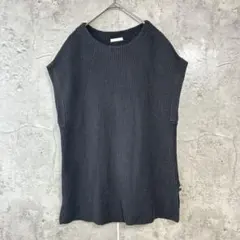 GU ニットベスト　フレンチスリーブ　黒　シンプル　カジュアル　M
