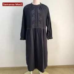 Samansa Mos2 レースカラー　刺繍　プルオーバー　ロングワンピース