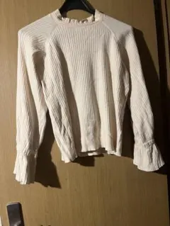 DAZY アイボリー M リブ編み長袖セーター