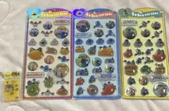 パペットスンスン うるちゅるシール3枚セット 平成タイルシール風キーホルダー付