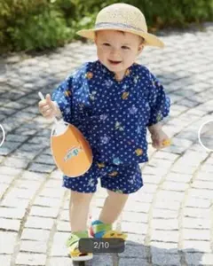 新品　ミキハウス　ホットビスケッツ　甚平スーツ　80