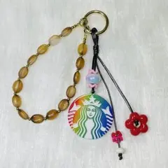 スタバ ハンドメイド♡カラフルビーズキーホルダー 推し活にも