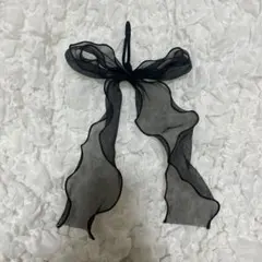 リボン レース 黒 ブラック ヘアゴム アクセサリー