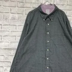 ブルックスブラザーズ長袖シャツ！グリーンチェック2XL 0305