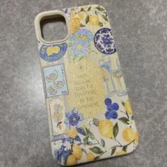 iPhone11用ケース レモン柄 フラワーデザイン