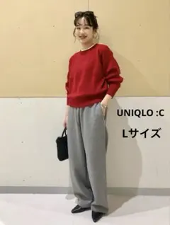 ユニクロ C スムースコットンクルーネックセーター レッド L