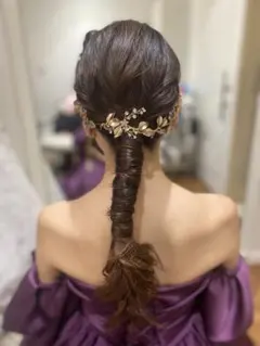 ブライミー　結婚式　ウェディングヘアアクセサリー　ゴールド