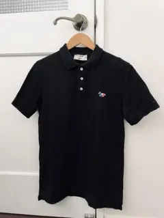 MAISON KITSUNÉ トリコロールフォックス 刺繍ブラックポロシャツS