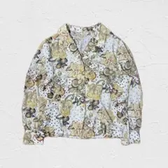 ヴィンテージ ブラウス 花柄 総柄 昭和レトロ ニュアンスカラー 大人可愛い