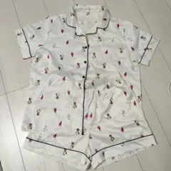 GUスヌーピー柄半袖サテンパジャマセット