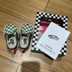 VANS ベビー スリッポン チェック柄 グリーン 13cm
