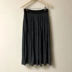 黒 ギャザー ロングスカート L