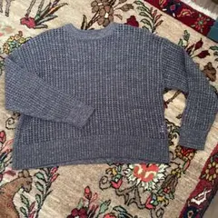 ダークグレー 網目編み ニットセーター 長袖