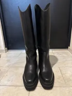 ウエスタン風ロングブーツ/COEL/レザーブーツ/ブラック