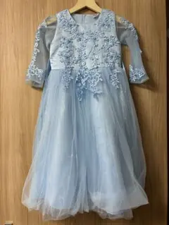 発表会　水色 刺繍 フォーマルドレス 100cm~