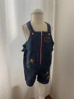 デニム刺繍オーバーオール