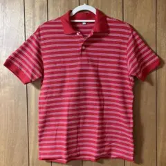 赤ストライプ 半袖ポロシャツ