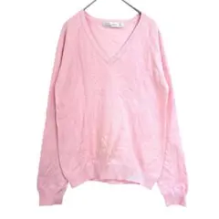 ザラ【L】Ｖネックカラー薄手ニット　ピンク　　無地　大人可愛い　着回し　春秋