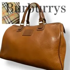 バーバリー　ミニボストン　手さげ　レザー　ノバチェック　シャドーホース　ブラウン