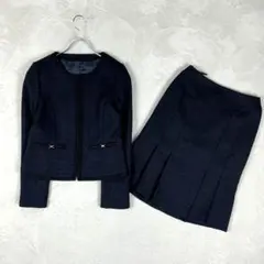 人気♡ホワイトジョーラ スカートスーツセットアップ ツイードノーカラー リボン