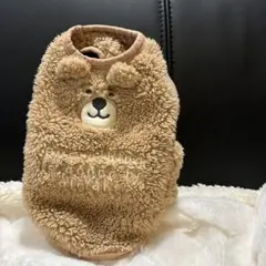 超小型犬用お洋服 2号 クマの顔刺繍 ベージュ