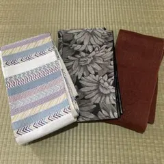 半幅帯 3本セット 幾何学模様 花柄 無地のサムネイル