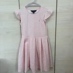 ピンク チェック 半袖ワンピース